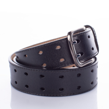 Duplacsatos Valódi bőr férfi öv fekete színben 120 cm