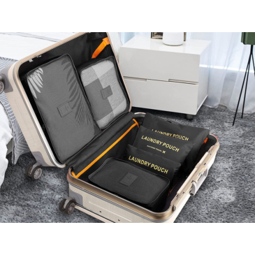 Bőröndrendező táskák utazáshoz 6 db-os szett fekete