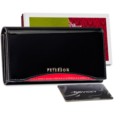 Peterson valódi bőr női pénztárca sok kártyatartóval díszdobozban