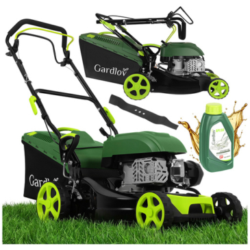 Benzines fűnyíró meghajtással, erős motorral, 40,6 cm vágási szélességgel + mosó funkcióval + olajozással