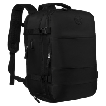 Peterson Többfunkciós Tágas Utazó Hátizsák cipőtartóval,USB csatlakozóval WizzAir méretű 40x30x20 cm Fekete színben