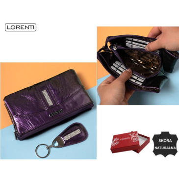 Női bőr pénztárca+bőr pénztárca 76121-MFS Lila
