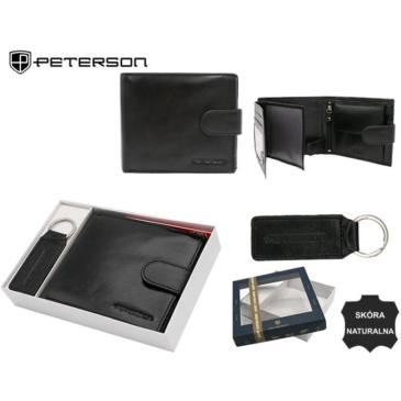PETERSON PTN SET-M-N992L-KCS bőr pénztárca és kulcstartó ajándékcsomag
