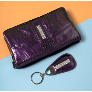 Női bőr pénztárca+bőr pénztárca 76121-MFS Lila