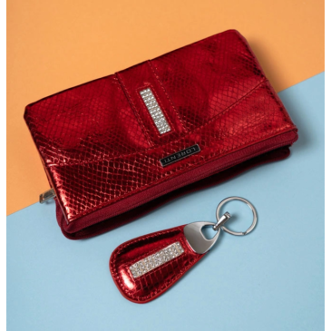 Női bőr pénztárca+bőr pénztárca 76121-MSD piros