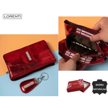 Női bőr pénztárca+bőr pénztárca 76121-MSD piros