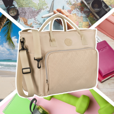 Praktikus bézs színű utazótáska bőröndtartóval Wizzair kézipoggyász méretben