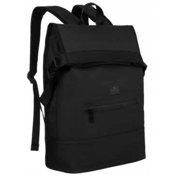 Vízálló többzsebes laptoptartós hátizsák fekete színben