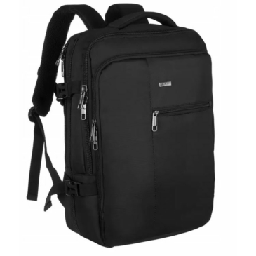 Nagyméretű, vízálló fekete utazóhátizsák Bővíthető Méret:45 x 30 x 20 cm