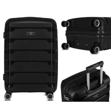 Peterson prémium kabinbőrönd fekete színben TSA számzárral 55 x 36 x 22 cm