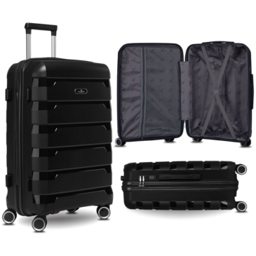 Peterson prémium kabinbőrönd fekete színben  TSA számzárral 55 x 36 x 22 cm