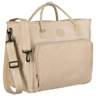 Praktikus bézs színű utazótáska bőröndtartóval Wizzair kézipoggyász méretben