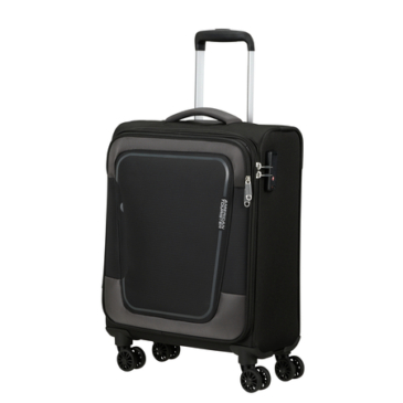 American Tourister Pulsonic Spinner Bővíthető Kabinbőrönd 55cm AsphaltBlack