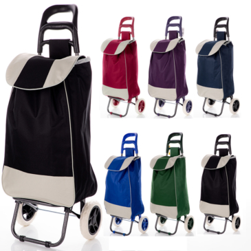 Euroline gurulós bevásárlókocsi 2 kerekes, zipzáros zseb fekete színben