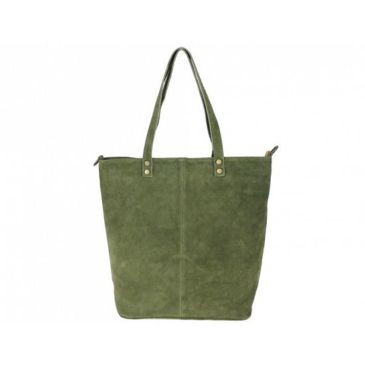 Valódi velúrbőr női táska zöld színben S7112 MilitaryGreen