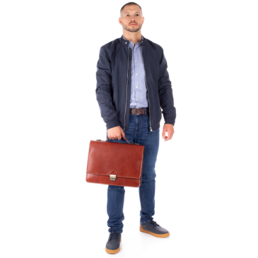 Tolltartós valódi bőr aktatáska 2 részes