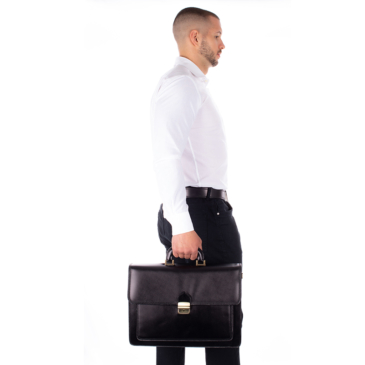 Valódi bőr aktatáska 3 részes Sötétbarna színben