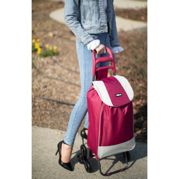 Euroline gurulós lépcsőjáró bevásárlókocsi Bordó színben