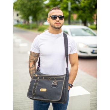 Vászon oldaltáska fekete színben 60521-black