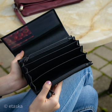 Valódi bőr brifkó pincér pénztárca fekete színben AM-03-183