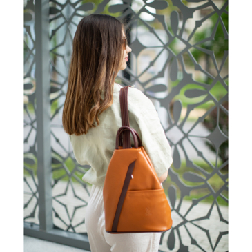 Valódi bőr női hátizsák Konyak+Barna színben S6925