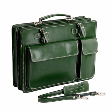 Valódi bőr aktatáska zöld színben