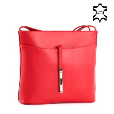 Fairy valódi bőr női oldaltáska piros színben