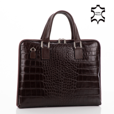 Laptoptartós Valódi bőr üzleti táska sötétbarna színben