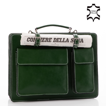 Valódi bőr aktatáska nagy méret zöld színben