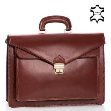  Valódi bőr aktatáska 3 részes konyakbarna színben