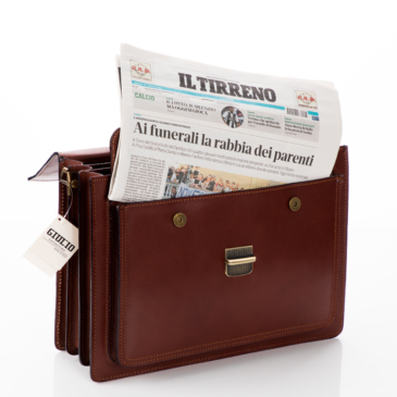  Valódi bőr aktatáska 3 részes konyakbarna színben