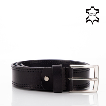 GIULIO COLLECTION Valódi bőr férfi öv fekete színben 120 cm