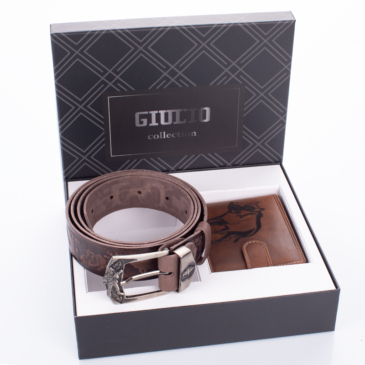 GIULIO Férfi Vadász Ajándékcsomag – Valódi Bőr Pénztárca &amp; Öv Szett