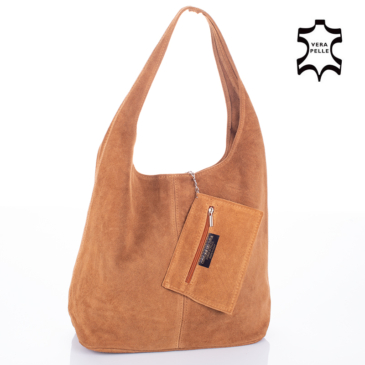 Valódi velúrbőr női táska őzbarna színben