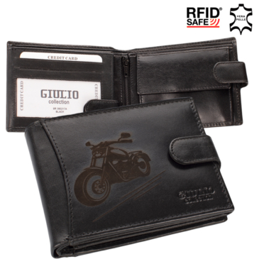 Bőr férfi pénztárca Motoros mintával RFID rendszerrel Díszdobozban ( 8 kártyatartó )