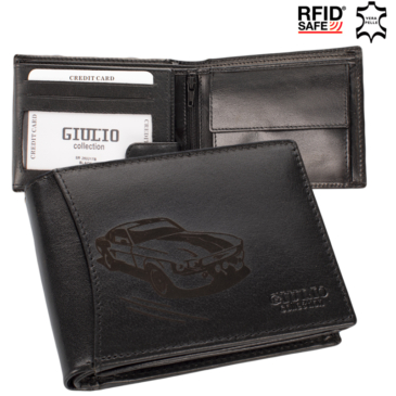 Bőr férfi pénztárca Autós mintával RFID rendszerrel Díszdobozban ( 8 kártyatartó )