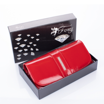 Fairy Crystal valódi lakkbőr női pénztárca NP 789 Red RFID védelemmel