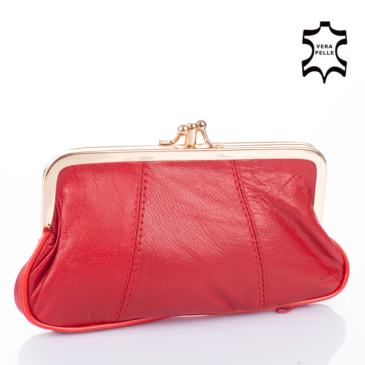 Amigos Valódi bőr csatos pénztárca piros színben