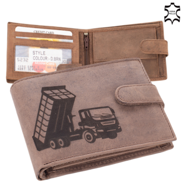 Bőr pénztárca barna színben dömper mintával díszdobozban RFID védelemmel 5702-dömper