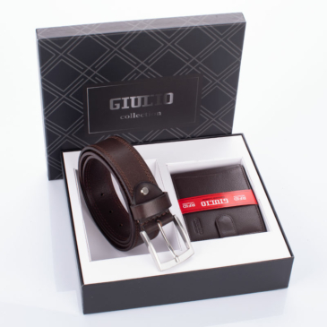 GIULIO valódi bőr pénztárca és öv ajándékcsomag