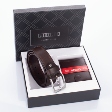 GIULIO valódi bőr pénztárca és öv ajándékcsomag