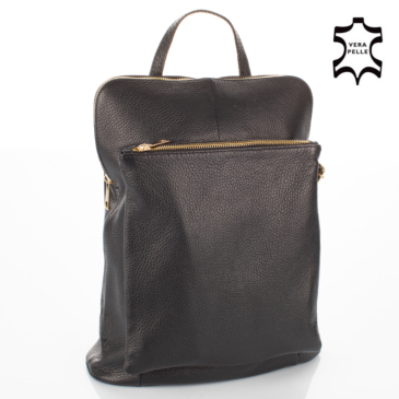 Valódi bőr női hátizsák Ipad tartóval fekete színben