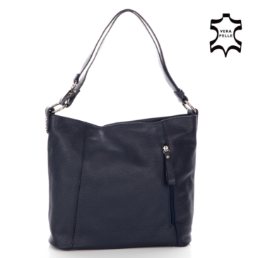 Valódi bőr női táska sötétkék színben