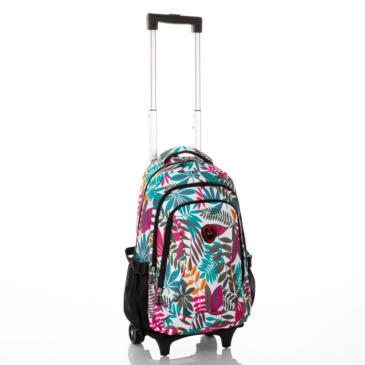 Gurulós iskolatáska türkiz levéllel