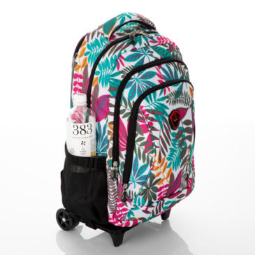 Gurulós iskolatáska türkiz levéllel