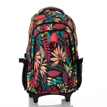 Gurulós iskolatáska bordo levéllel