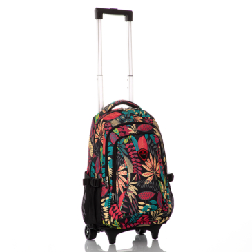 Gurulós iskolatáska bordo levéllel