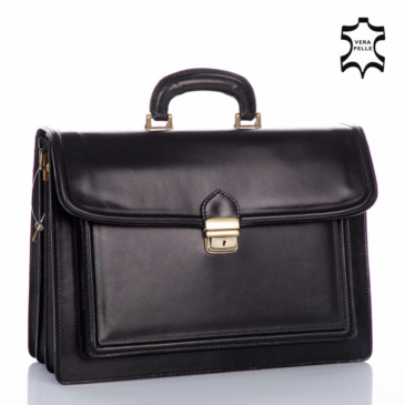 Maxmoda Valódi bőr aktatáska 3 részes fekete színben