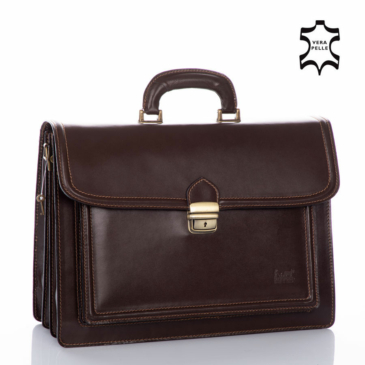 Maxmoda Valódi bőr aktatáska 3 részes sötétbarna színben