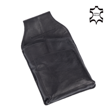 Valódi bőr pincér pénztárca tartó fekete színben